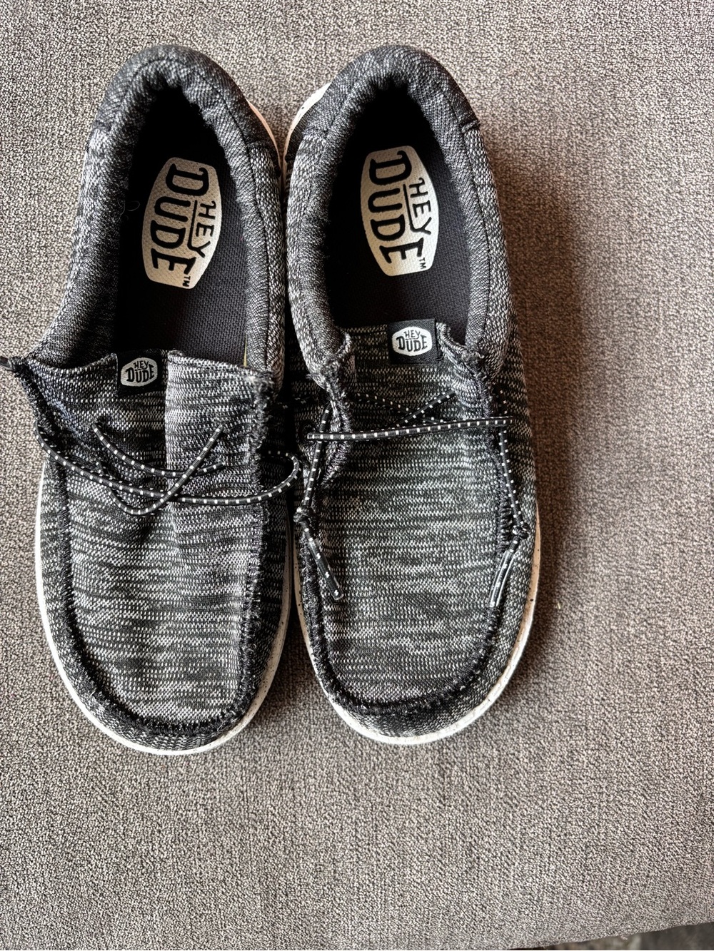 Hey Dude Kids Knit Slip-On Loafers - Black & White Heather